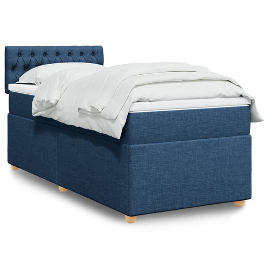 Boxspringbett mit Matratze Blau 90x190 cm Stoff