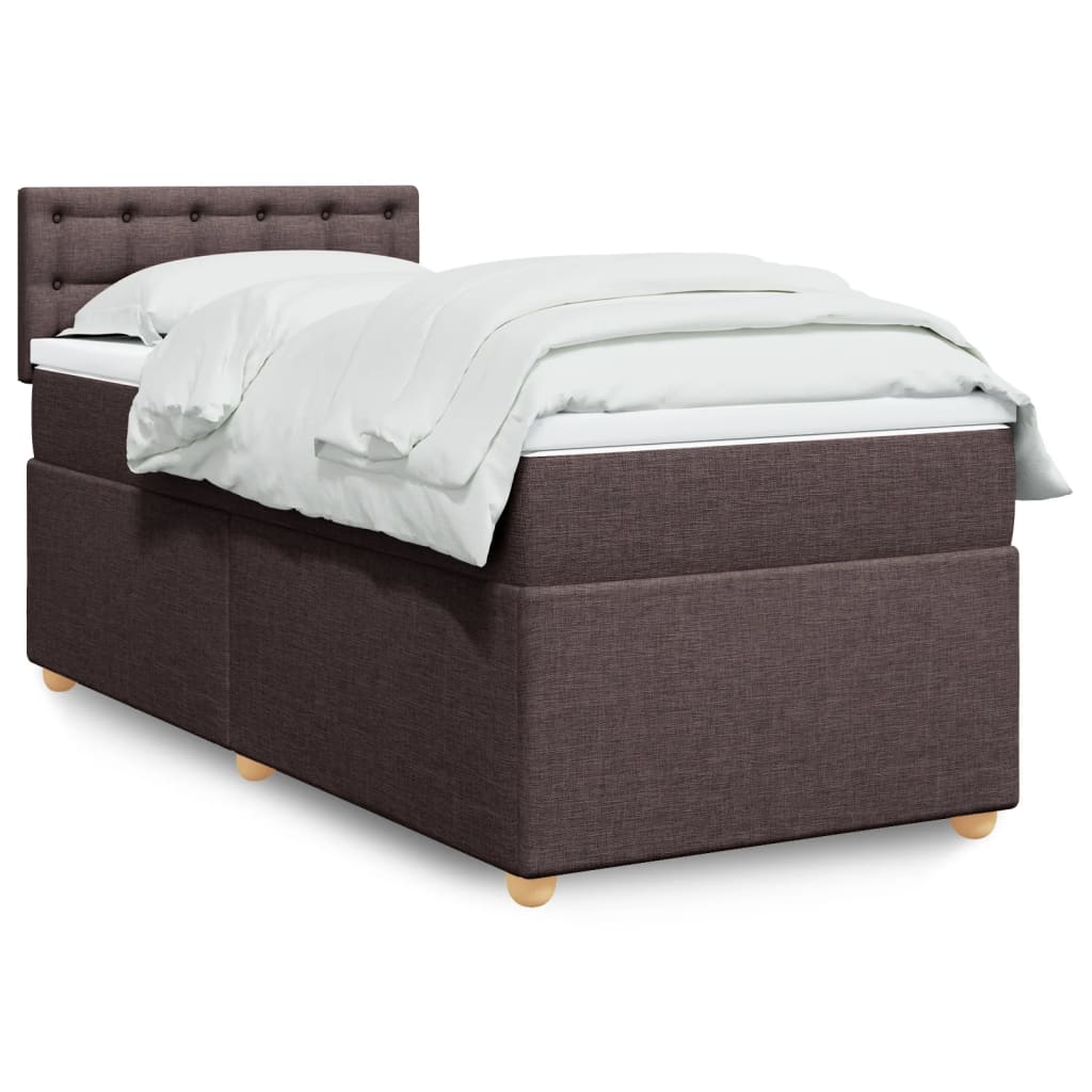 Boxspringbett mit Matratze Dunkelbraun 90x190 cm Stoff