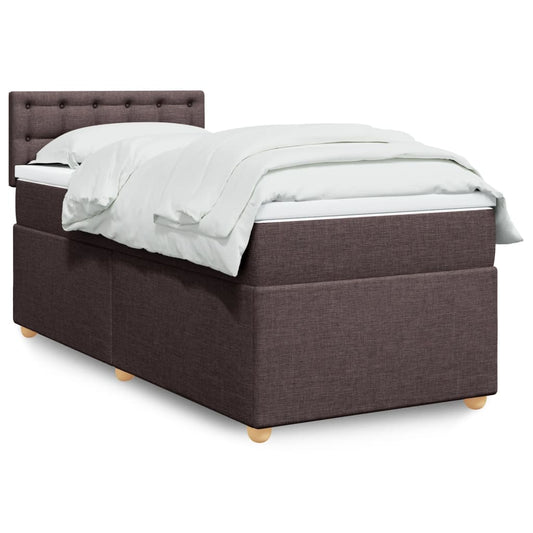 Boxspringbett mit Matratze Dunkelbraun 90x190 cm Stoff