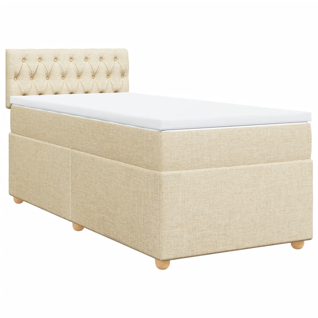 Boxspringbett mit Matratze Creme 100x200 cm Stoff