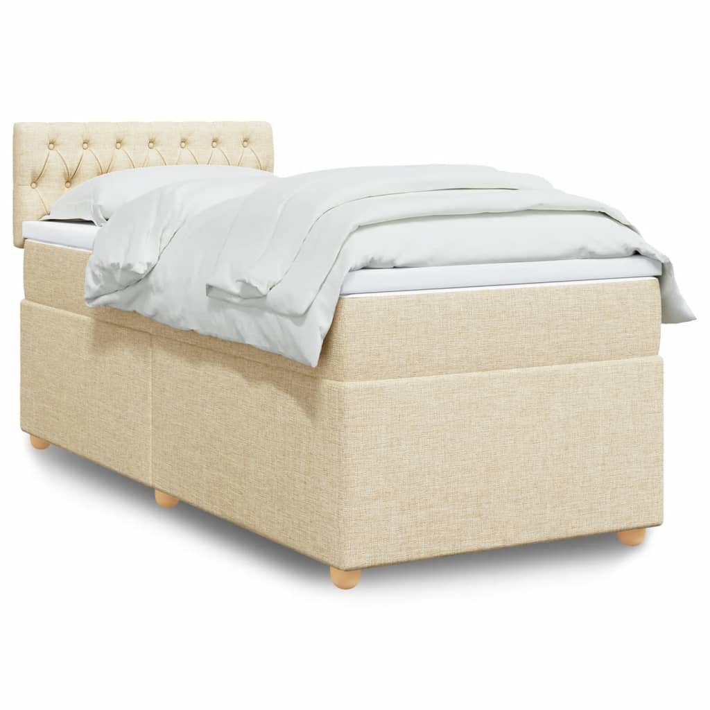 Boxspringbett mit Matratze Creme 100x200 cm Stoff