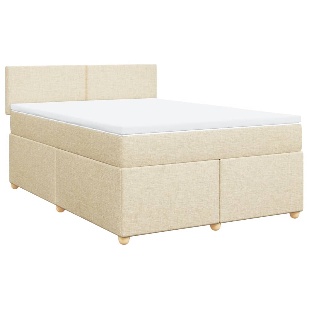 Boxspringbett mit Matratze Creme 160x200 cm Stoff