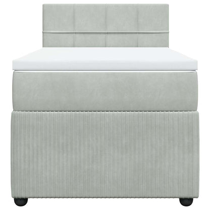 Boxspringbett mit Matratze Hellgrau 80x200 cm Samt