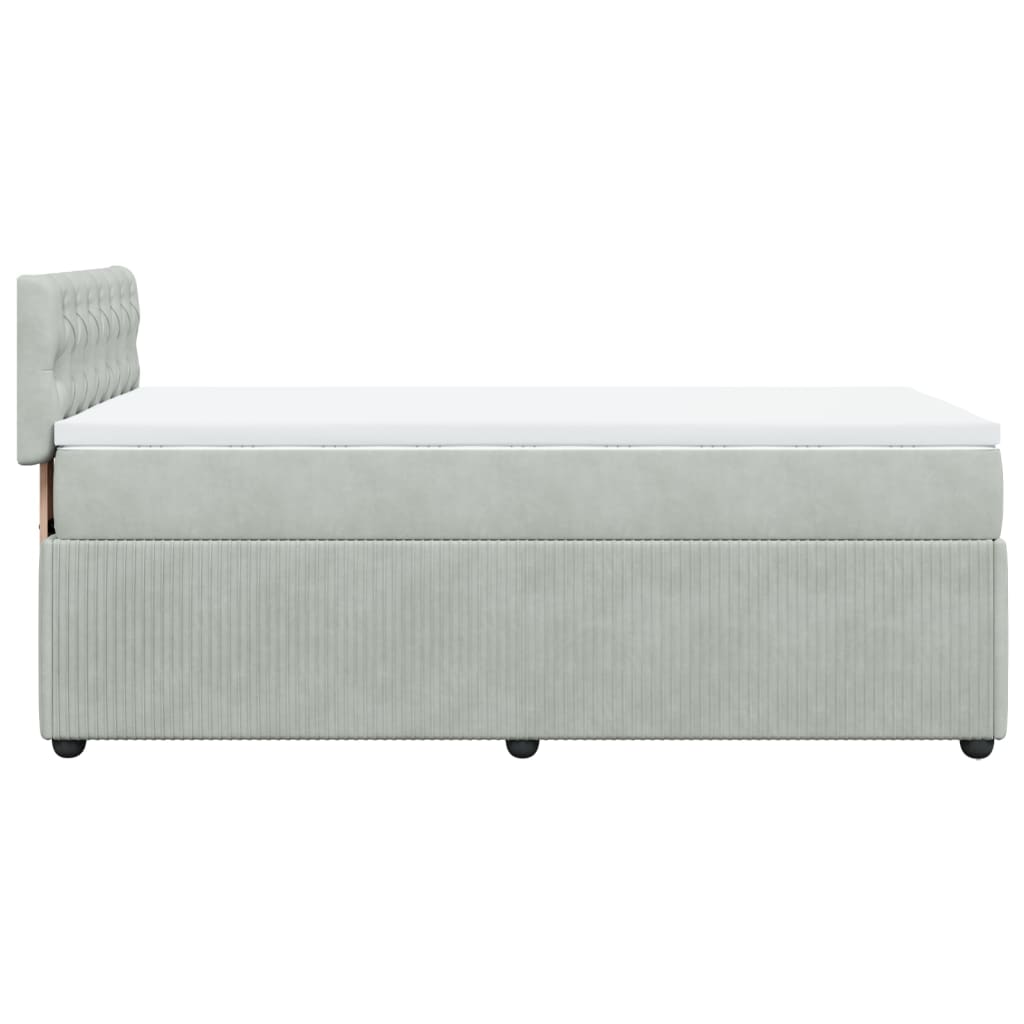 Boxspringbett mit Matratze Hellgrau 90x190 cm Samt