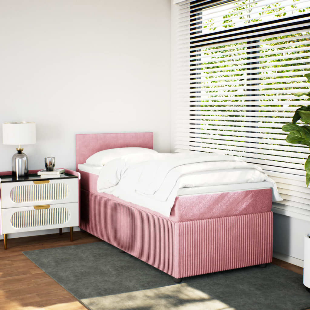 Boxspringbett mit Matratze Rosa 100x200 cm Samt