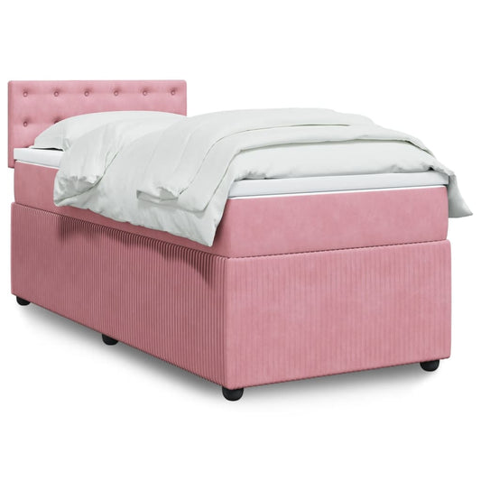 Boxspringbett mit Matratze Rosa 100x200 cm Samt