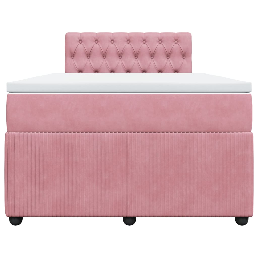 Boxspringbett mit Matratze Rosa 120x190 cm Samt