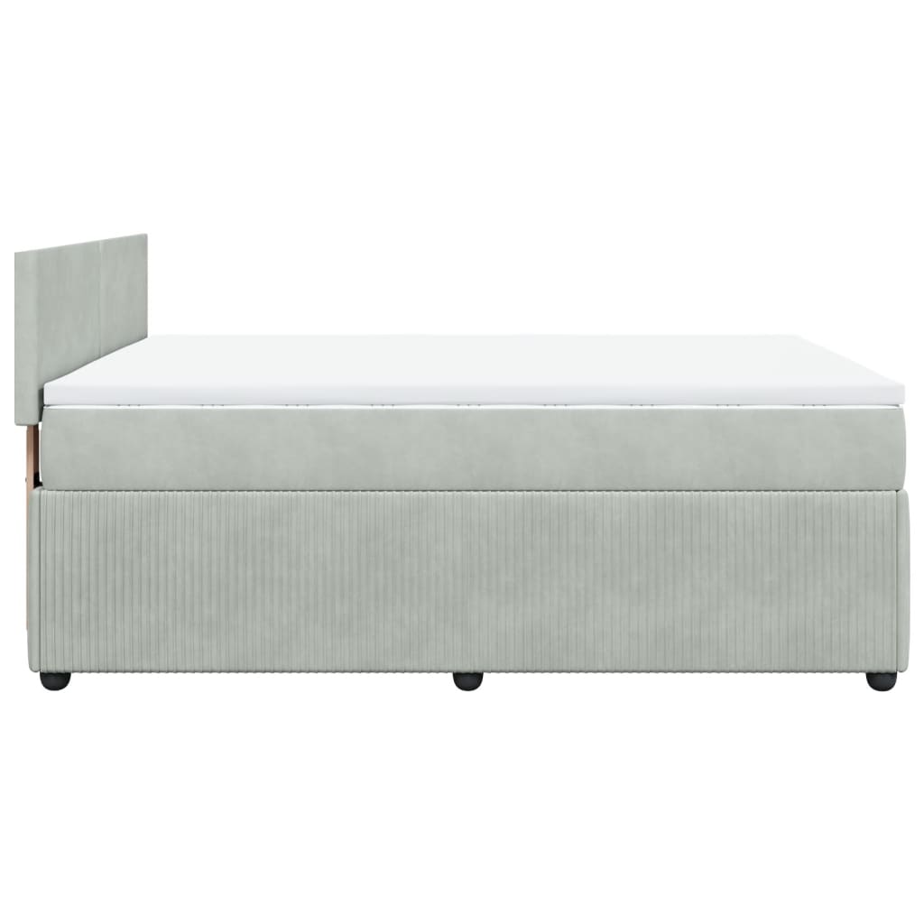 Boxspringbett mit Matratze Hellgrau 160x200 cm Samt