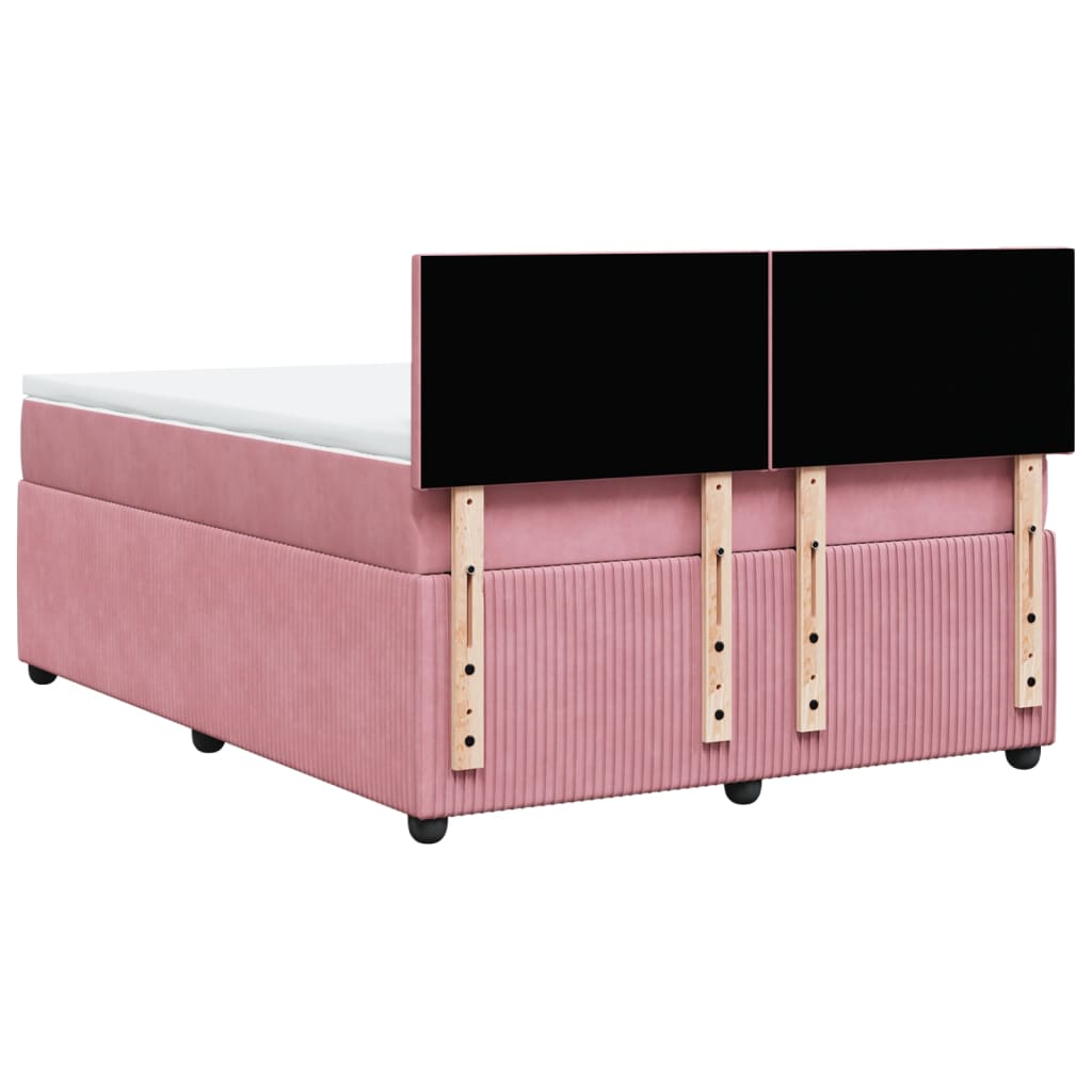 Boxspringbett mit Matratze Rosa 160x200 cm Samt