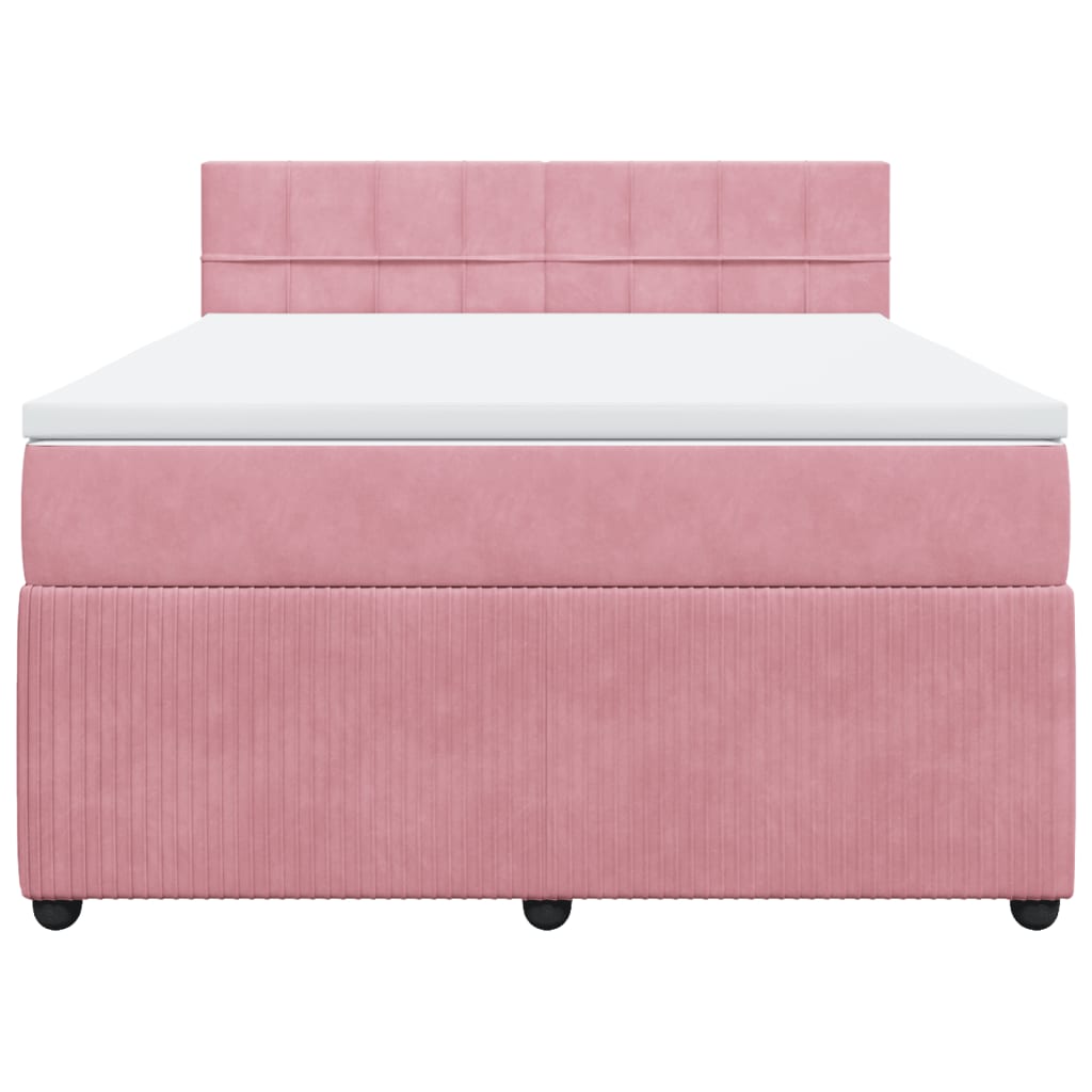 Boxspringbett mit Matratze Rosa 160x200 cm Samt