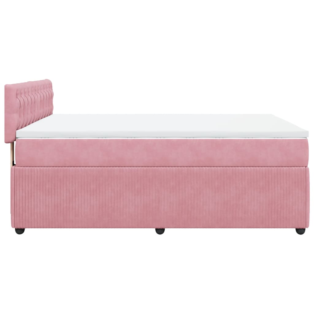 Boxspringbett mit Matratze Rosa 160x200 cm Samt