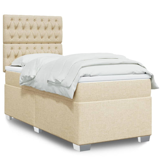 Boxspringbett mit Matratze Creme 80x200 cm Stoff