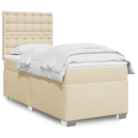 Boxspringbett mit Matratze Creme 80x200 cm Stoff