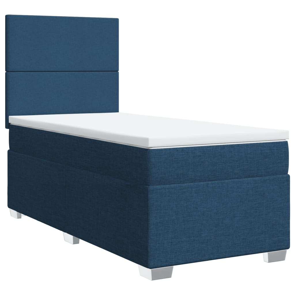 Boxspringbett mit Matratze Blau 90x190 cm Stoff