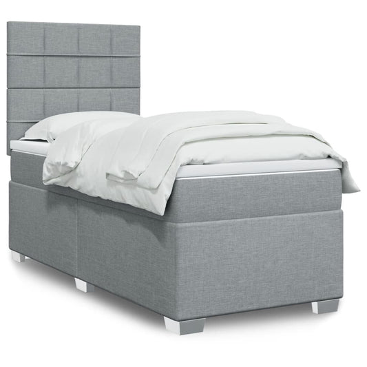 Boxspringbett mit Matratze Hellgrau 90x190 cm Stoff