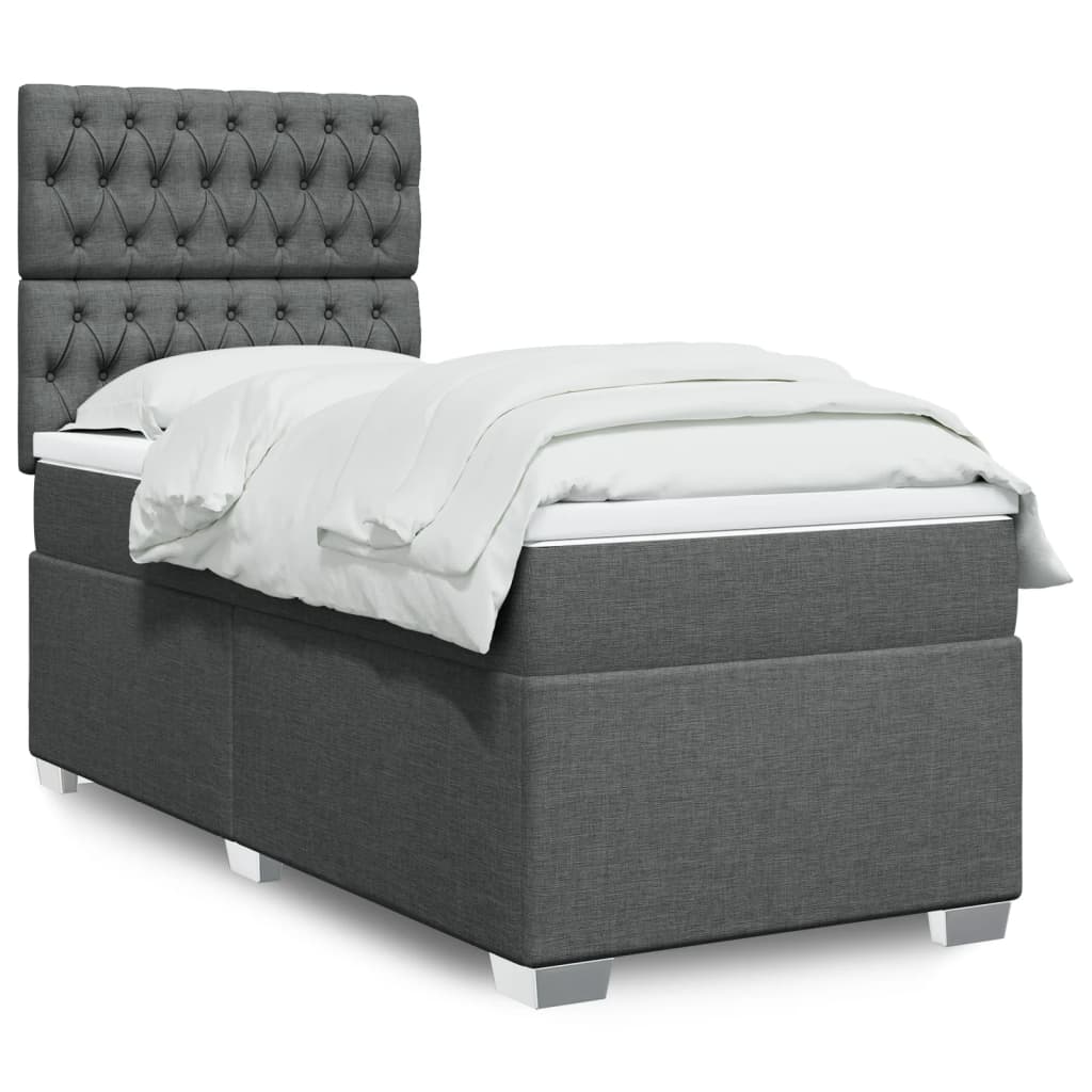 Boxspringbett mit Matratze Dunkelgrau 90x190 cm Stoff