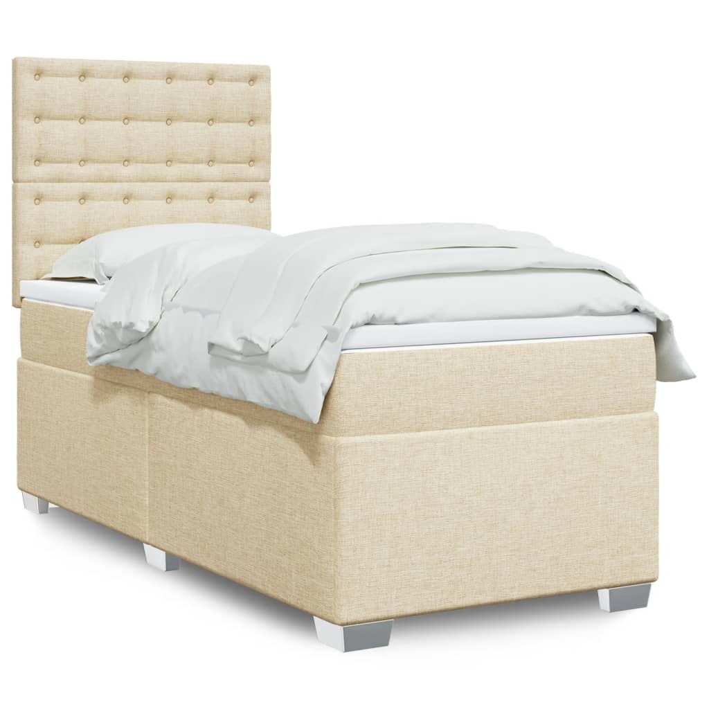 Boxspringbett mit Matratze Creme 90x190 cm Stoff