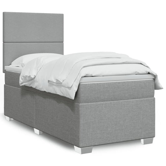 Boxspringbett mit Matratze Hellgrau 90x200 cm Stoff