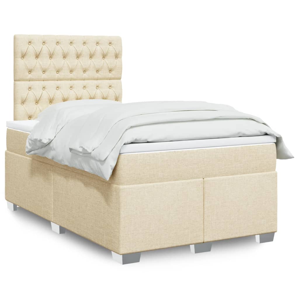 Boxspringbett mit Matratze Creme 120x200 cm Stoff