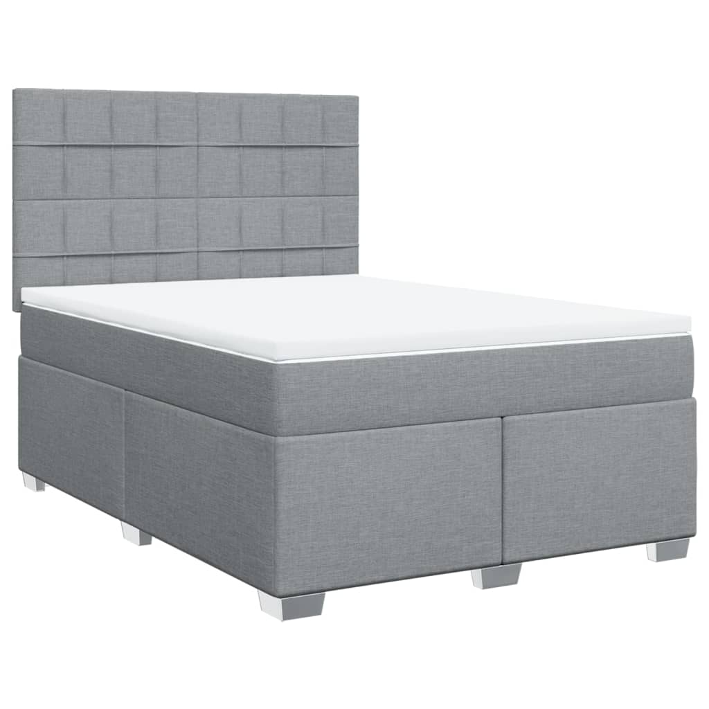 Boxspringbett mit Matratze Hellgrau 160x200 cm Stoff