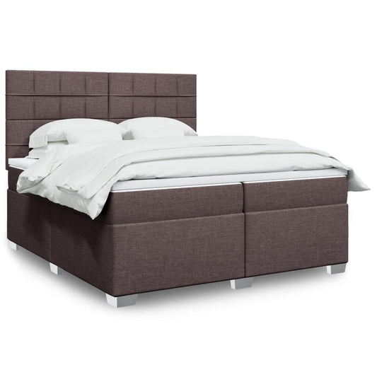 Boxspringbett mit Matratze Dunkelbraun 200x200 cm Stoff