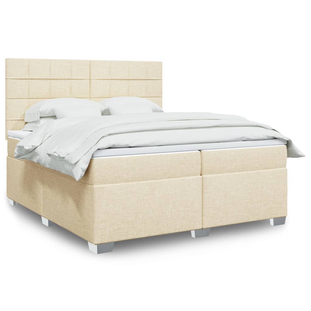 Boxspringbett mit Matratze Creme 200x200 cm Stoff