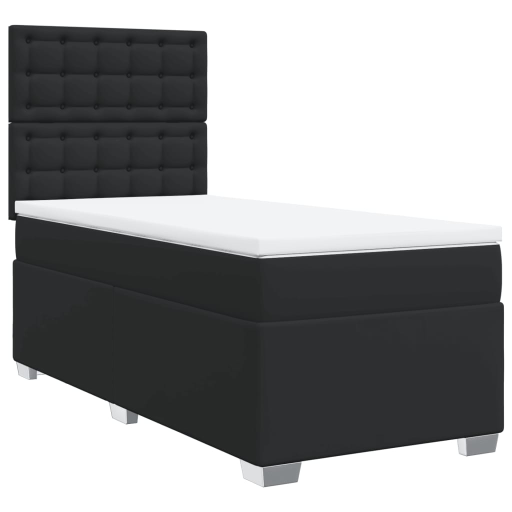 Boxspringbett mit Matratze Schwarz 80x200 cm Kunstleder