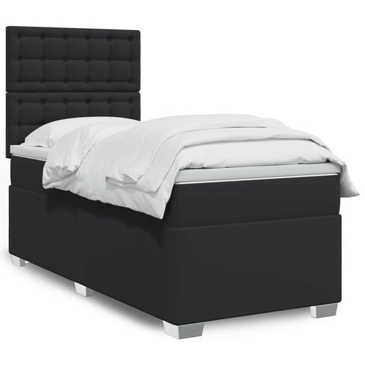 Boxspringbett mit Matratze Schwarz 80x200 cm Kunstleder