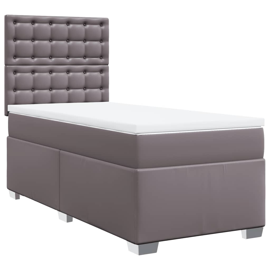 Boxspringbett mit Matratze Grau 90x190 cm Kunstleder