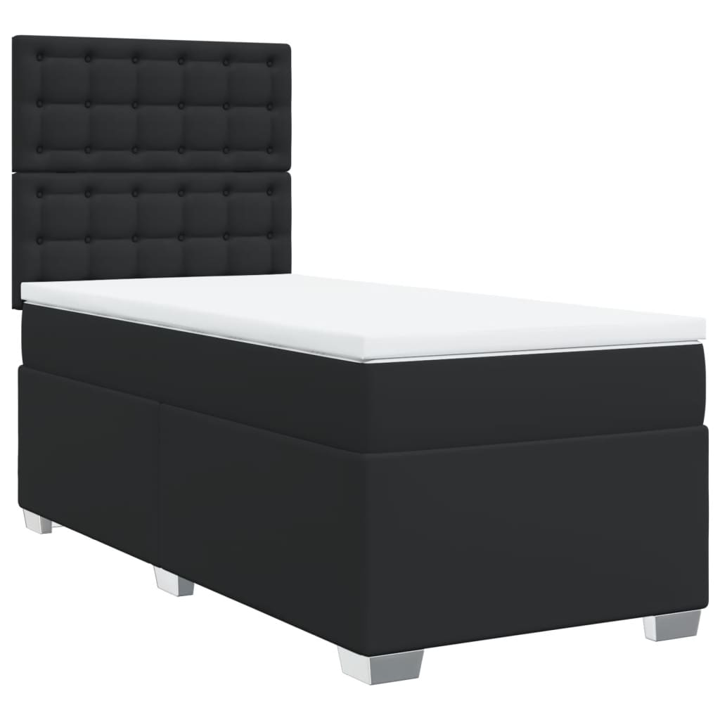 Boxspringbett mit Matratze Schwarz 100x200 cm Kunstleder