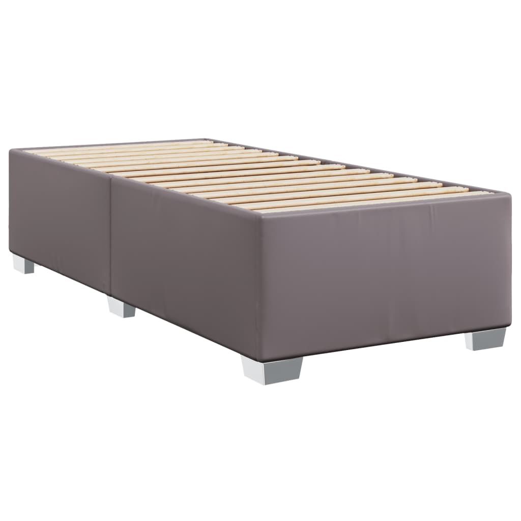 Boxspringbett mit Matratze Grau 100x200 cm Kunstleder