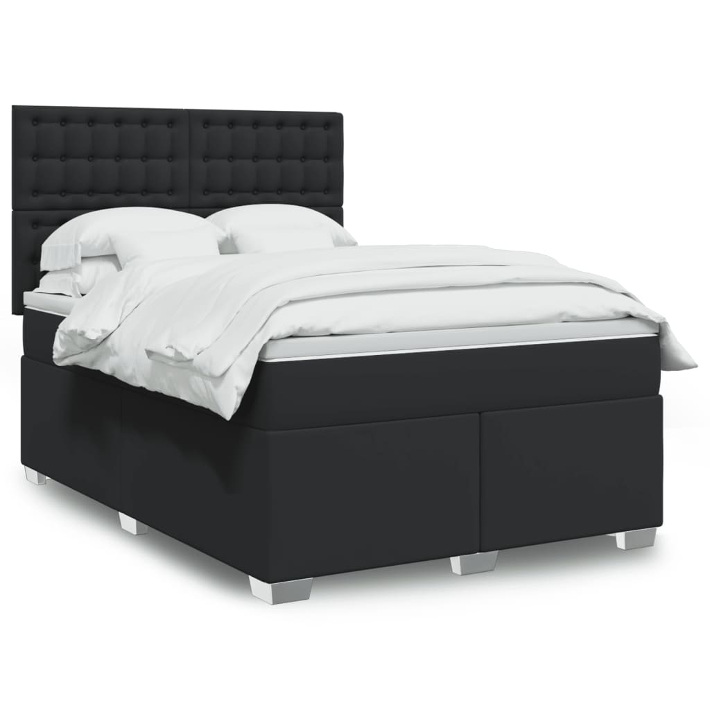 Boxspringbett mit Matratze Schwarz 160x200 cm Kunstleder