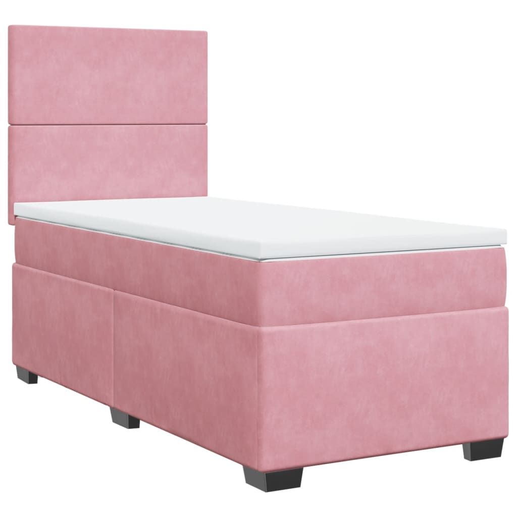 Boxspringbett mit Matratze Rosa 80x200 cm Samt