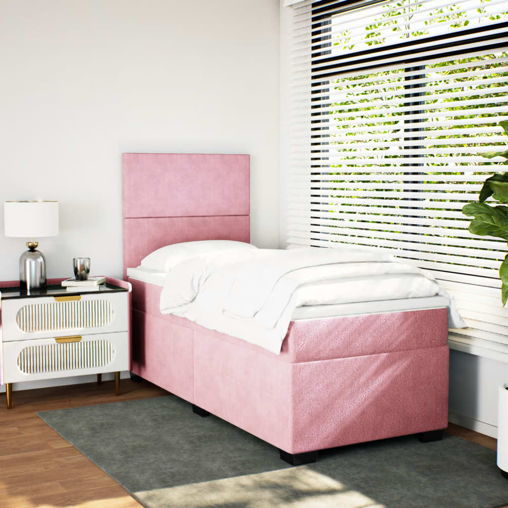 Boxspringbett mit Matratze Rosa 80x200 cm Samt