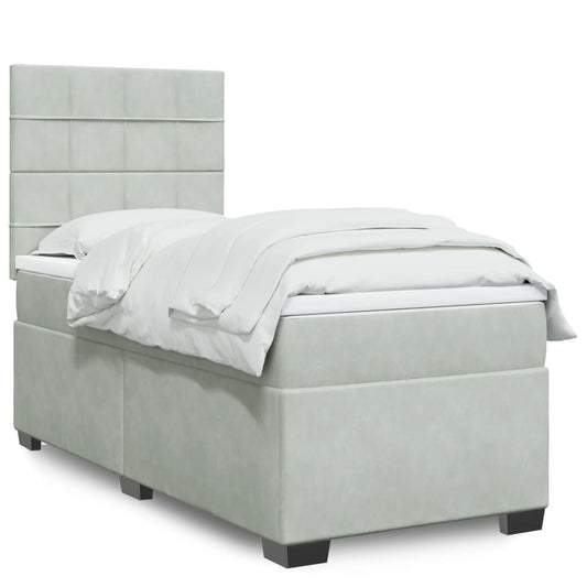 Boxspringbett mit Matratze Hellgrau 90x190 cm Samt