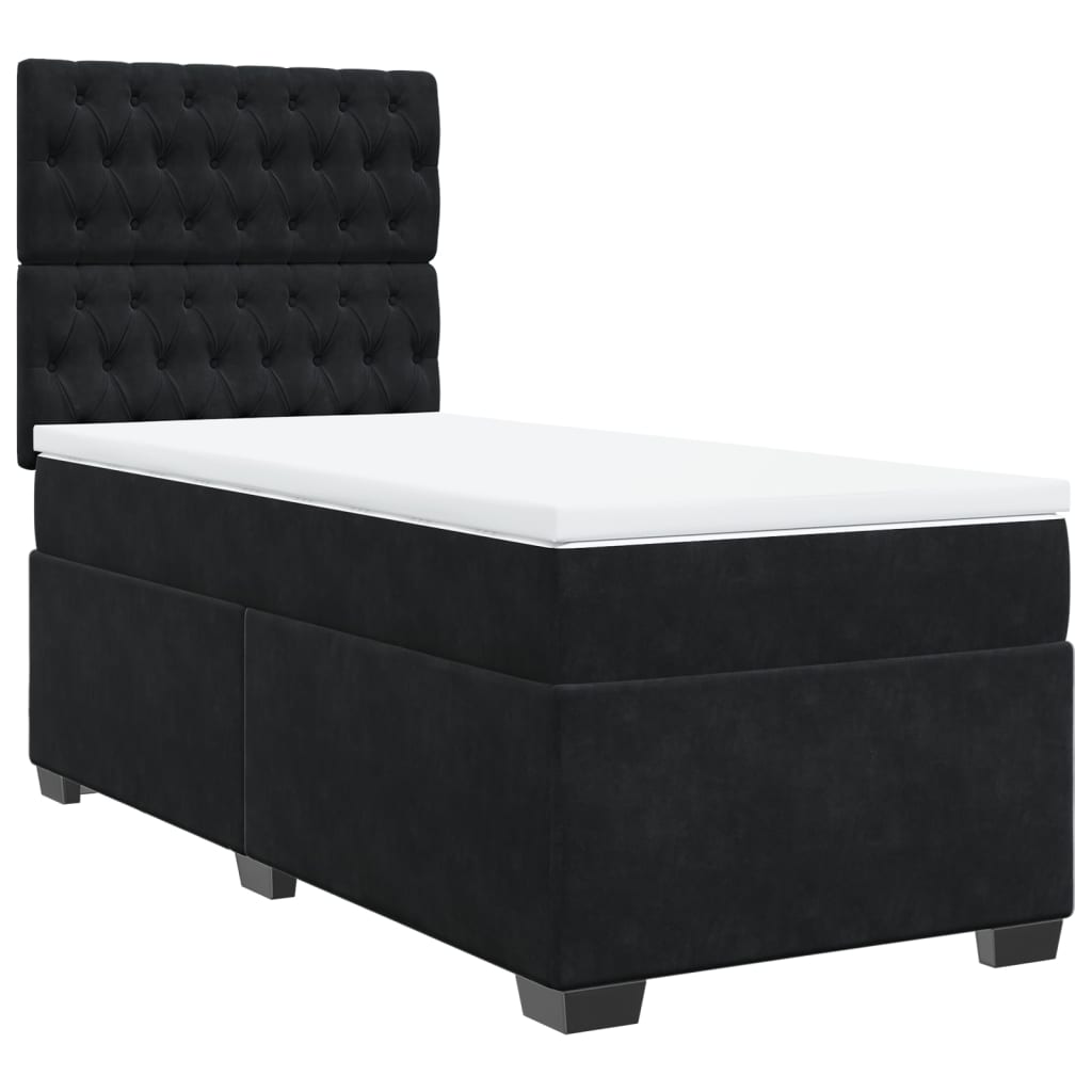 Boxspringbett mit Matratze Schwarz 90x190 cm Samt