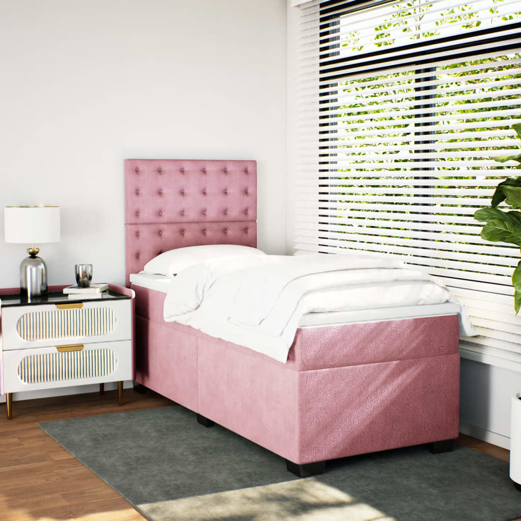 Boxspringbett mit Matratze Rosa 90x190 cm Samt