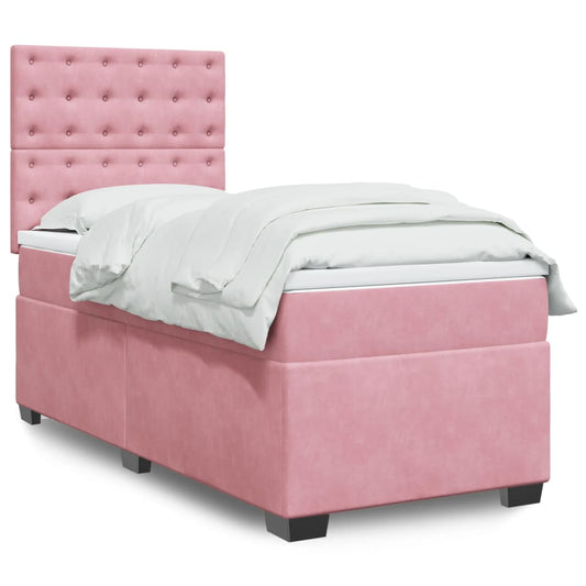 Boxspringbett mit Matratze Rosa 90x190 cm Samt