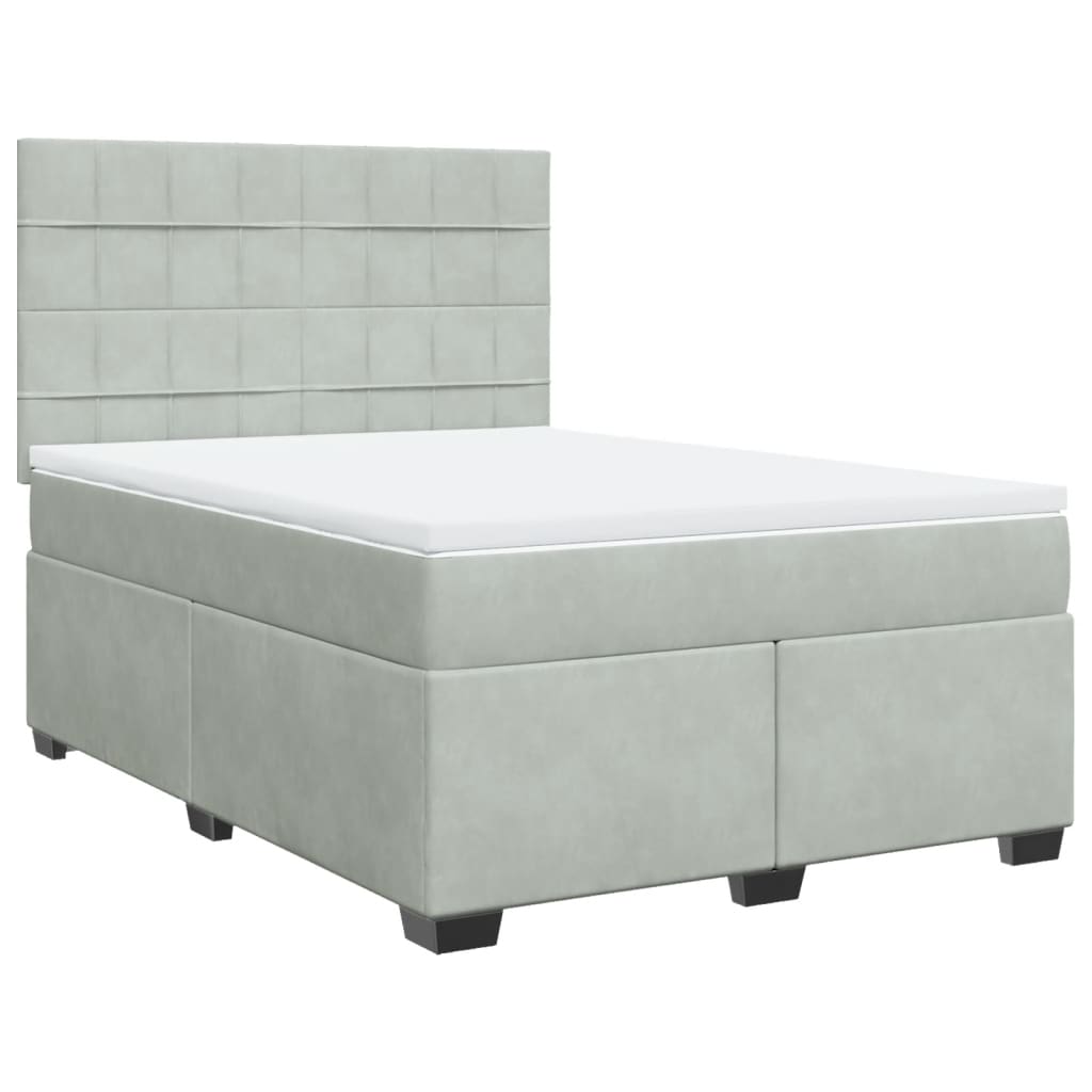 Boxspringbett mit Matratze Hellgrau 160x200 cm Samt