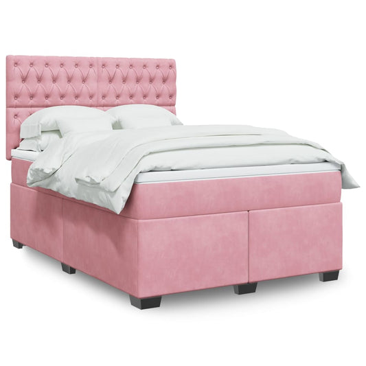 Boxspringbett mit Matratze Rosa 160x200 cm Samt