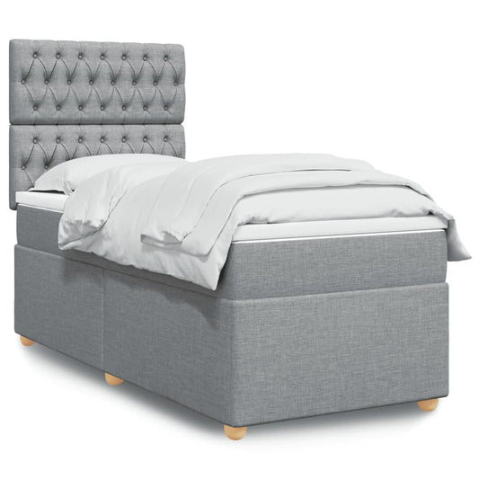 Boxspringbett mit Matratze Hellgrau 90x190 cm Stoff