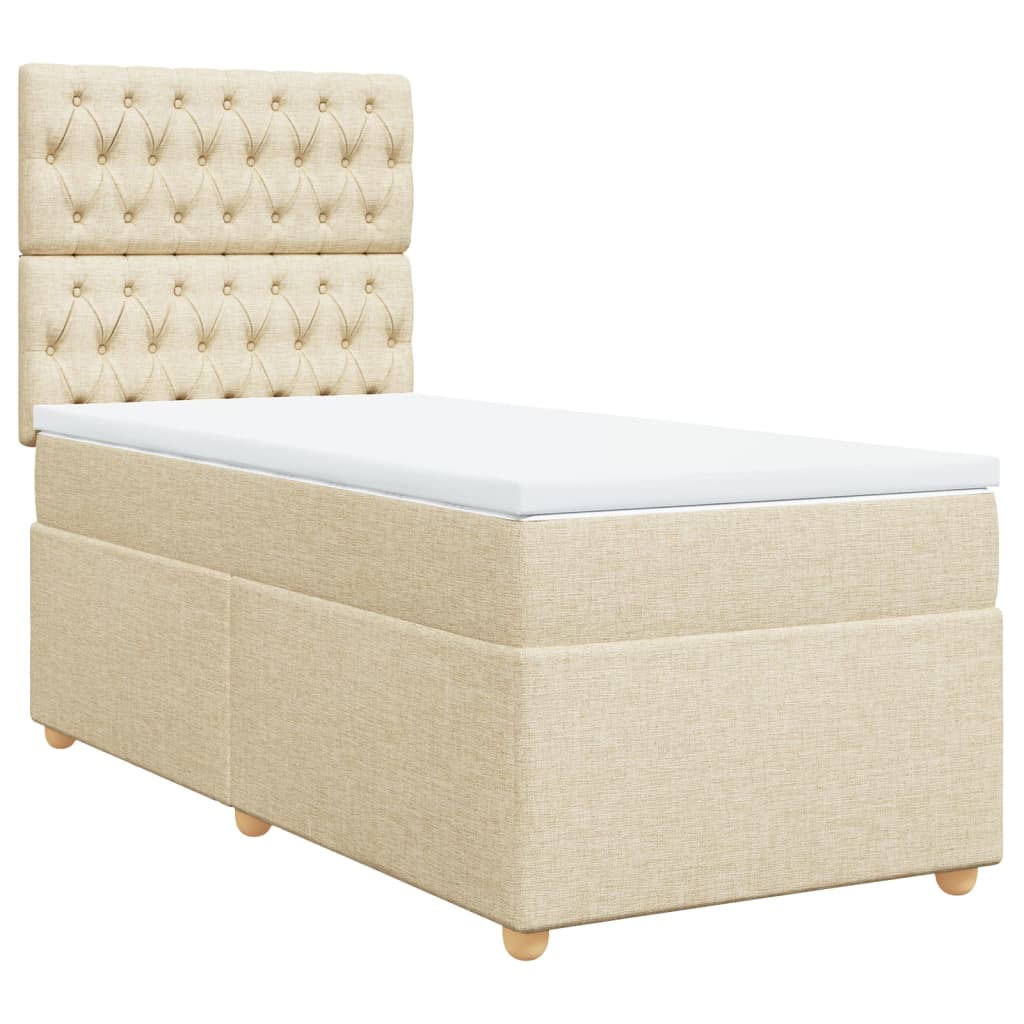 Boxspringbett mit Matratze Creme 90x190 cm Stoff