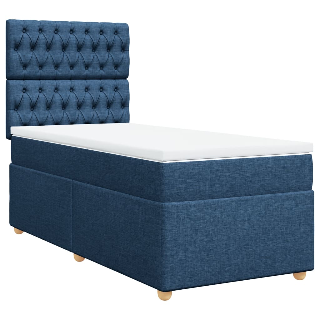 Boxspringbett mit Matratze Blau 90x190 cm Stoff