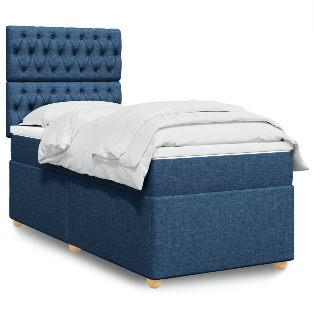 Boxspringbett mit Matratze Blau 90x190 cm Stoff