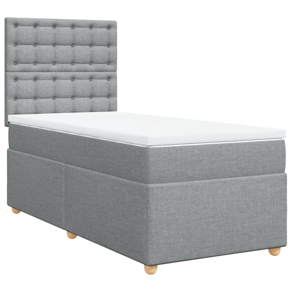 Boxspringbett mit Matratze Hellgrau 90x190 cm Stoff