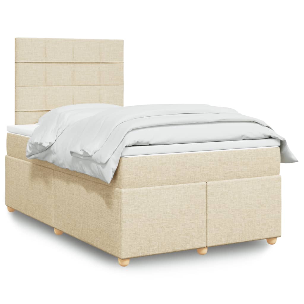 Boxspringbett mit Matratze Creme 120x190 cm Stoff