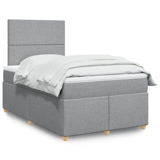 Boxspringbett mit Matratze Hellgrau 120x200 cm Stoff