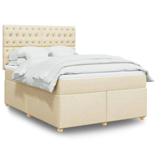 Boxspringbett mit Matratze Creme 160x200 cm Stoff