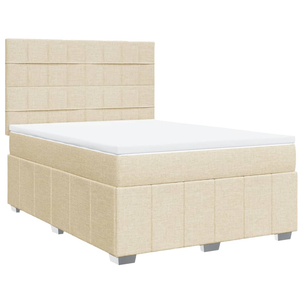 Boxspringbett mit Matratze Creme 160x200 cm Stoff