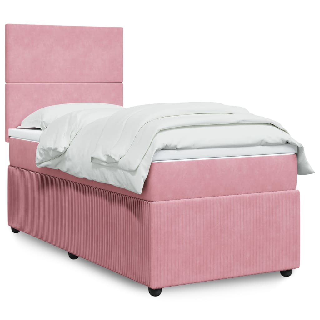 Boxspringbett mit Matratze Rosa 80x200 cm Samt